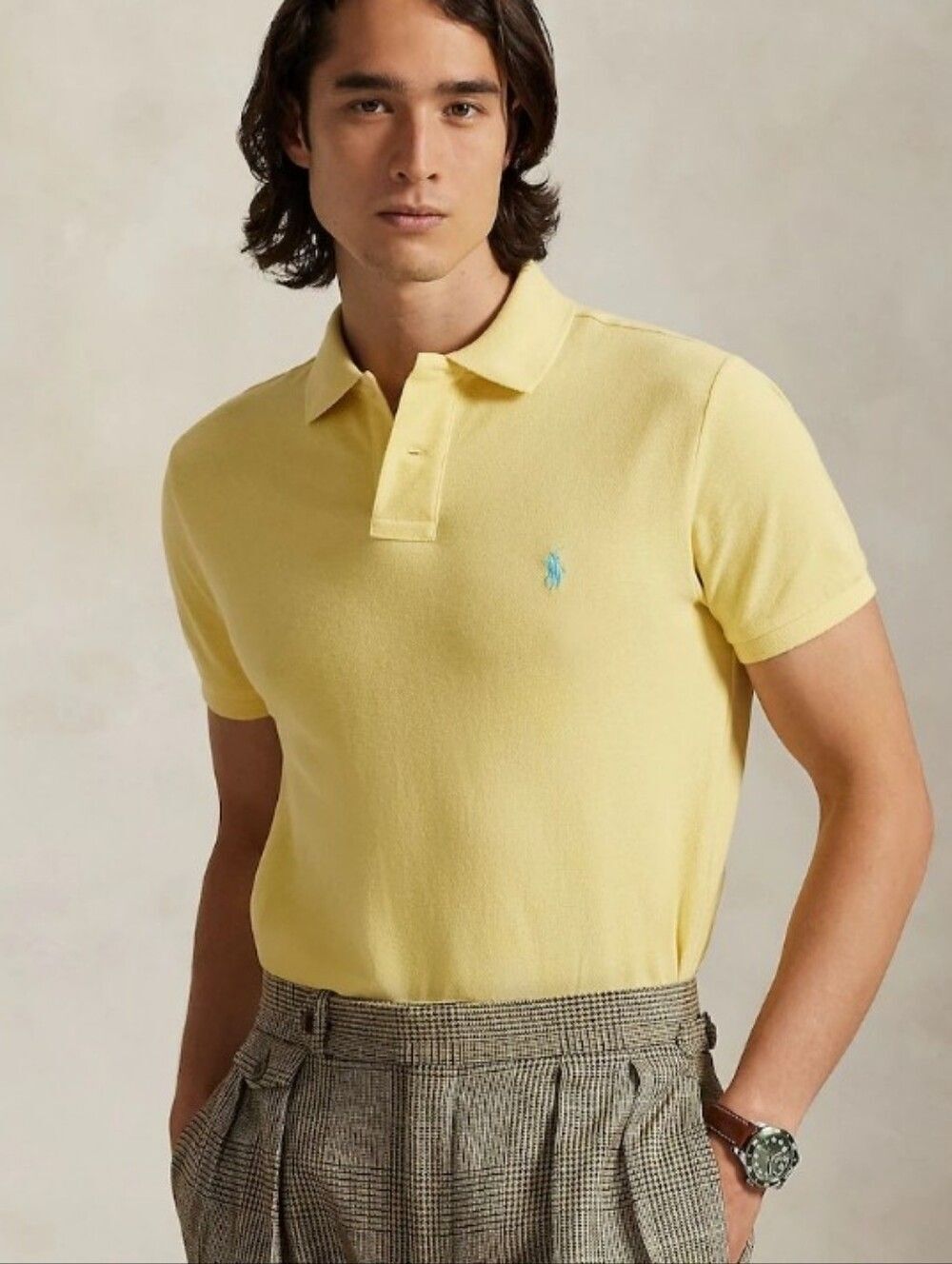 🆕️🏇RALPH LAUREN SOFT POLO Classic Slim Fit, XL - Pastel Yellow, Mint Pony
